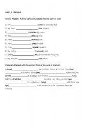 English Worksheet: Present Simple gap filling
