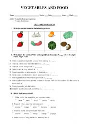 English Worksheet: Fruits and vegetables