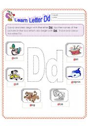 English Worksheet: LEARN LETTER Dd