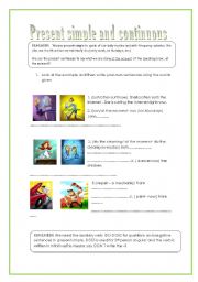 English worksheet: Present simple and continuous revision