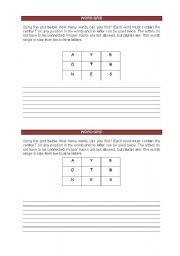 English worksheet: Word grid