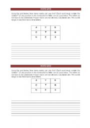English Worksheet: Word grid