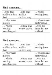 English Worksheet: Find someone who