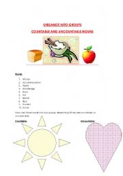 English Worksheet: Organizing Countable and Uncountable Nouns