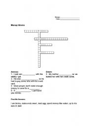 English worksheet: Money idioms Crossword puzzel