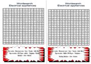 English worksheet: ELECTRICAL APPLIANCES- WORDSEARCH