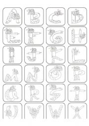 English Worksheet: Alphabet Lady Game Cards