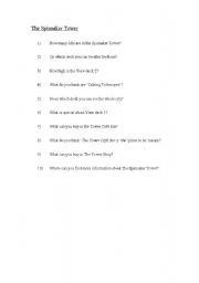 English worksheet: The Spinnaker Tower - comprehension sheet 1