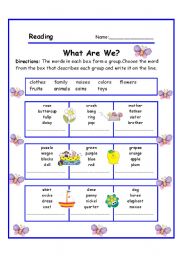 English Worksheet: CLASSIFYING (2/2)