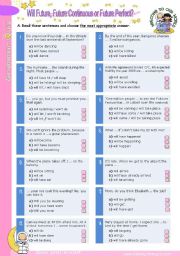 3-Verb-Tense Grammar Quiz (5) - Will Future, Future Continuous or Future Perfect?