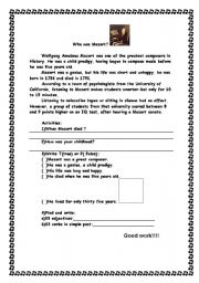 English Worksheet: who was mozart?