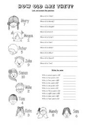 English Worksheet: HOW OLD