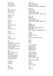 English Worksheet: Lyrics of Songs for children  
