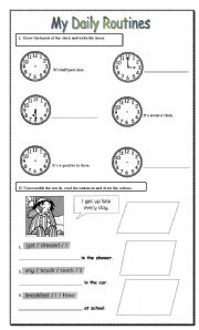 English Worksheet: daily routines