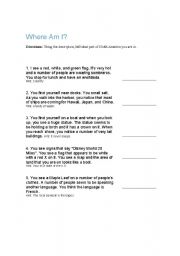 English Worksheet: Where Am I?