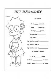 English Worksheet: all about me Lisa