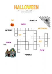 English worksheet: Halloween crasswords