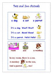 English worksheet: Pets and Zoo Animals