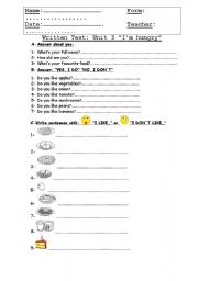 English Worksheet: Likes, Dislikes & Food