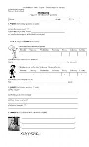English Worksheet: quiz of wh question and frequency adverbs