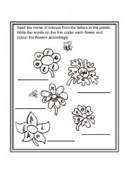 English Worksheet: SPELL THE COLOURS