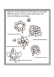 English worksheet: SPELL THE COLOURS