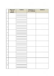 English worksheet: Vocab Template