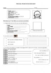 english presentation worksheet