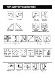 English Worksheet: Giving Directions 1 (Pictionary)