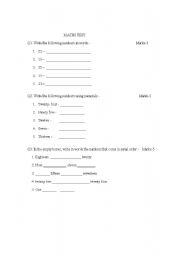 English worksheet: Maths-2