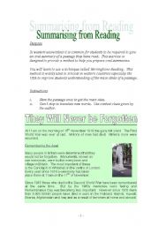 English worksheet: Summarising from Reading