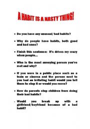 English worksheet: Habits Are A Nasty Thing!