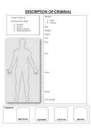 English worksheet: Description of a Criminal