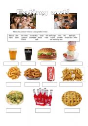 English Worksheet: Eating out  1 - Vocabulary