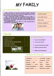 English Worksheet: My family