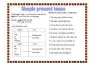 English worksheet: simple present tense