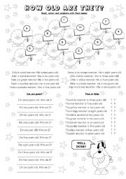 English Worksheet: HOW OLD ARE THEY?