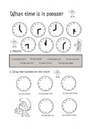 English Worksheet: the time - clock hours & half hours