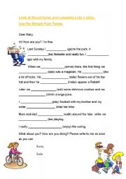 English Worksheet: SIMPLE PAST LETTER