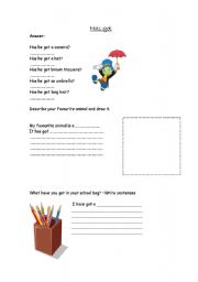 English worksheet: HAS GOT