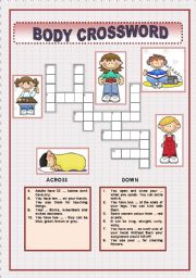 English Worksheet: BODY -CROSSWORD