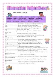 English Worksheet: Character adjectives