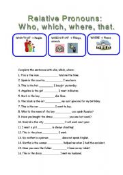 RELATIVE PRONOUNS: WHO, WHICH, WHERE