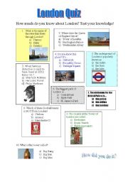 English Worksheet: London quiz