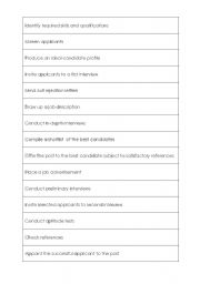 English worksheet: recruitment process cards