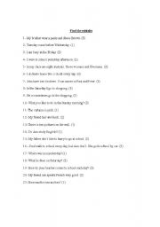 English Worksheet: Finb the mistakes