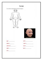 English Worksheet: The body (test) unscramble the words