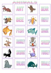 ANIMALS MEMORY GAME. PART 1