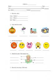 English Worksheet: test 4th grade