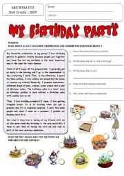 English Worksheet: MID-TERM TEST: CELEBRATIONS